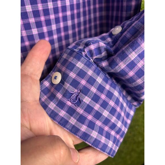 Penguin Heritage Slim Fit Purple Plaid Button Down Shirt‎ Size 16.5/32-33 - Picture 8 of 8